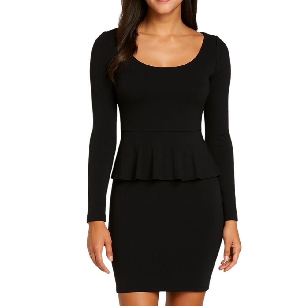 Susana Monaco Ponte Peplum Sheath Dress Black Size S Bodycon Whimsygoth
